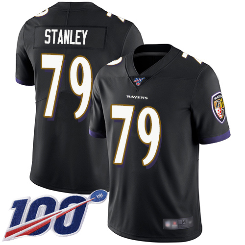 Baltimore Ravens Limited Black Men Ronnie Stanley Alternate Jersey NFL Football #79 100th Season Vapor Untouchable->women nfl jersey->Women Jersey
